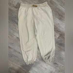Wild Fable Off-White Joggers with Mustard Drawstring